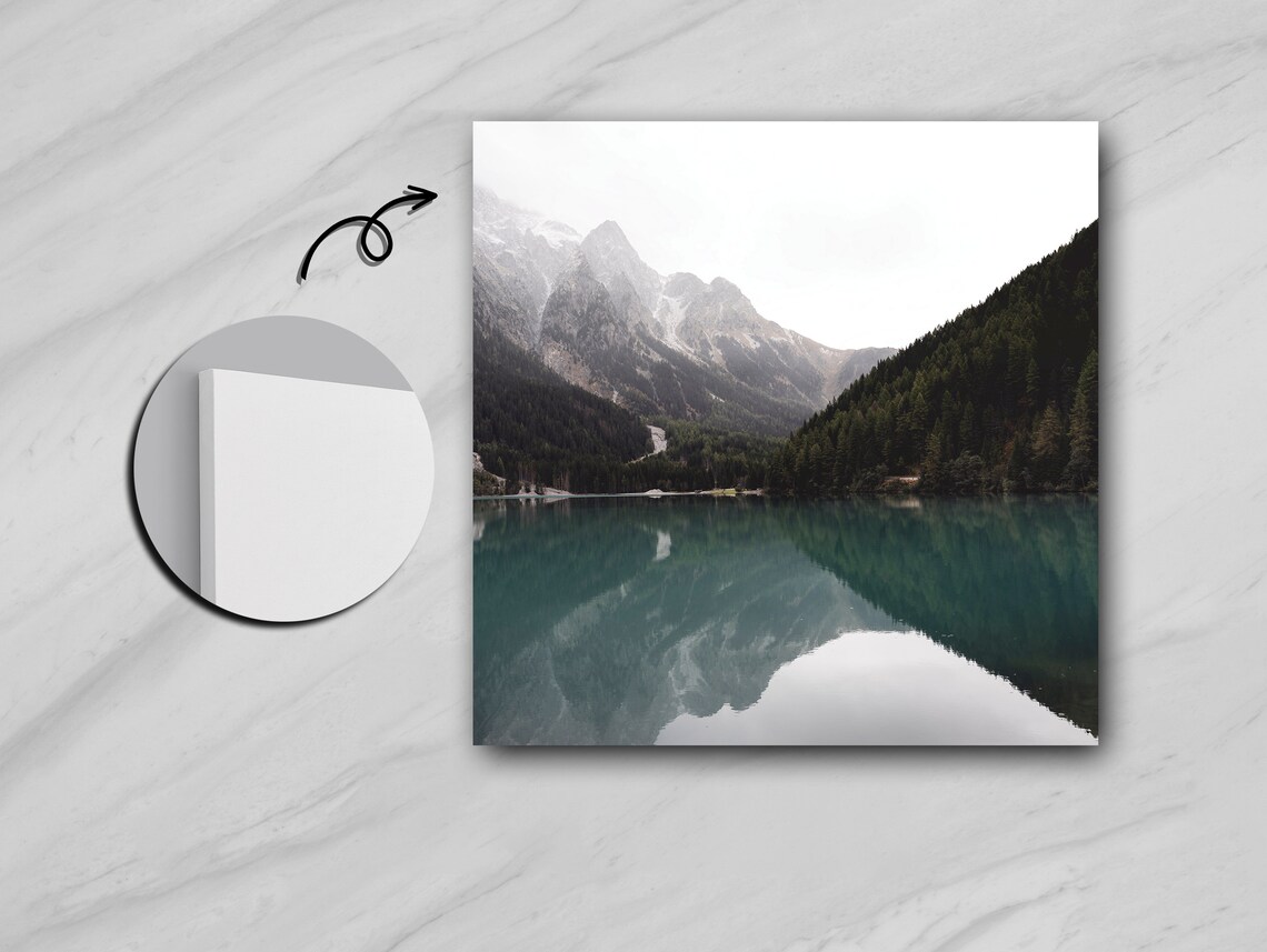Serenity Amidst Peaks, Mountain Lake Landscape