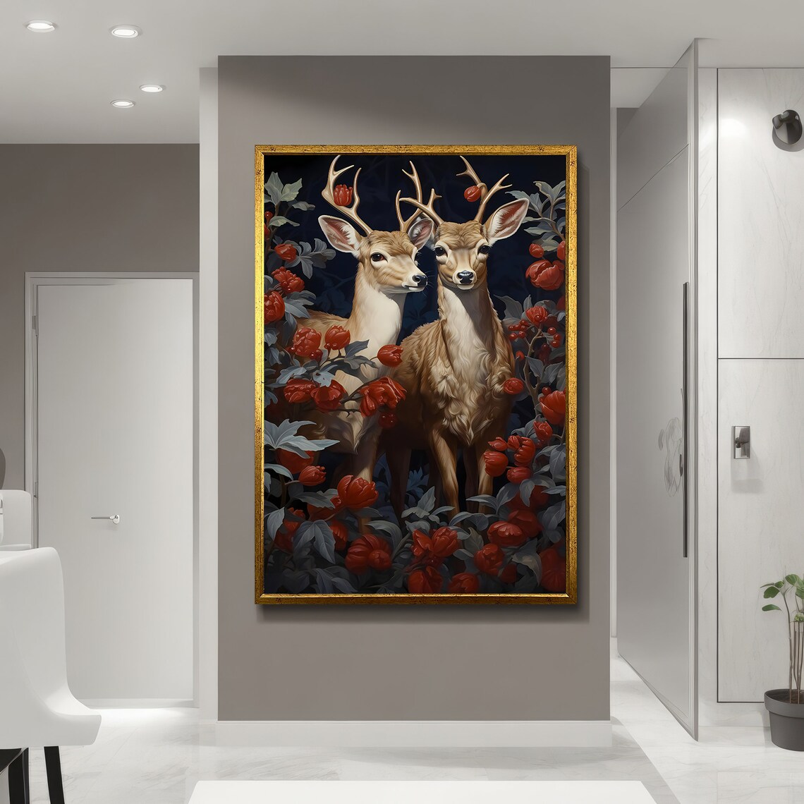 Enchanting Deer Pair, Floral Painting Gift for Nature Lovers - Image 5