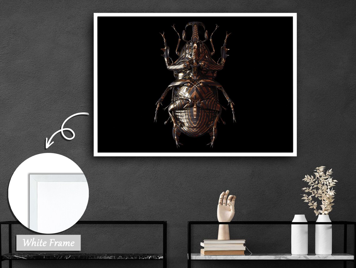 Patterned Copper Embossed Bug, Sci Fi Style Art Print - Image 3