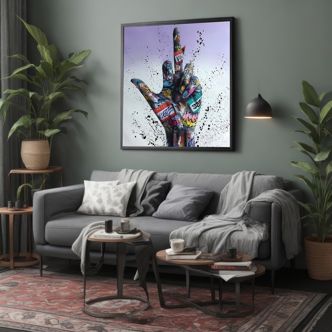Graffiti Peace Hand Gesture, Urban Pop Art