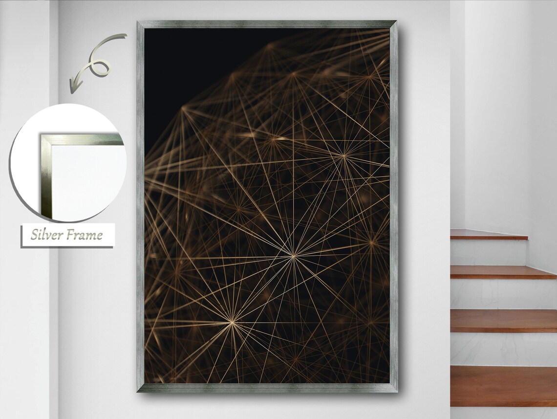 Yellow Triangle Line Pattern Geometric Art - Image 2
