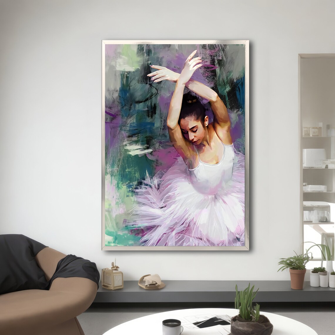 Graceful Ballerina In White, Ballet Lovers Decor - Image 3
