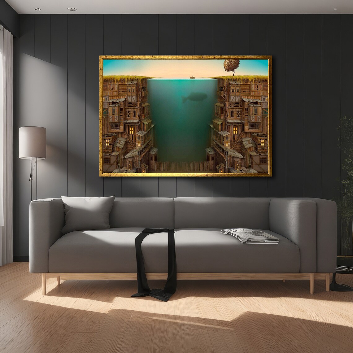 Surreal Underwater City Painting, Modern Fantasy - Image 5