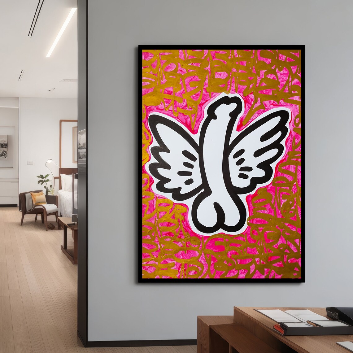 Modern Abstract Winged Figure, Gift for Contemporary Art Lovers - Image 4