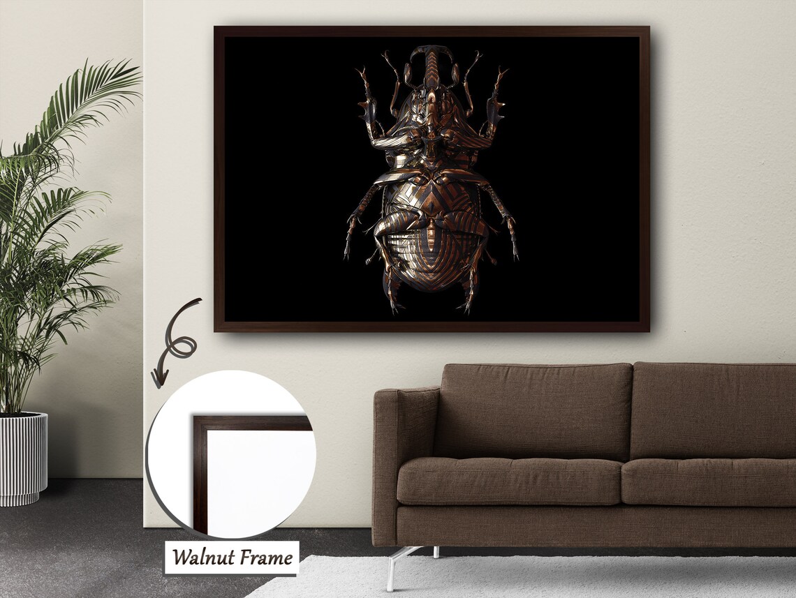 Patterned Copper Embossed Bug, Sci Fi Style Art Print - Image 4