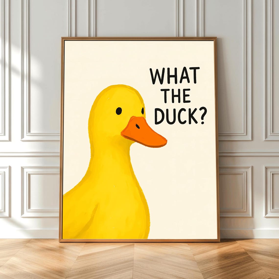 What The Duck Funny Yellow Duck Poster Minimalist Quote Bathroom