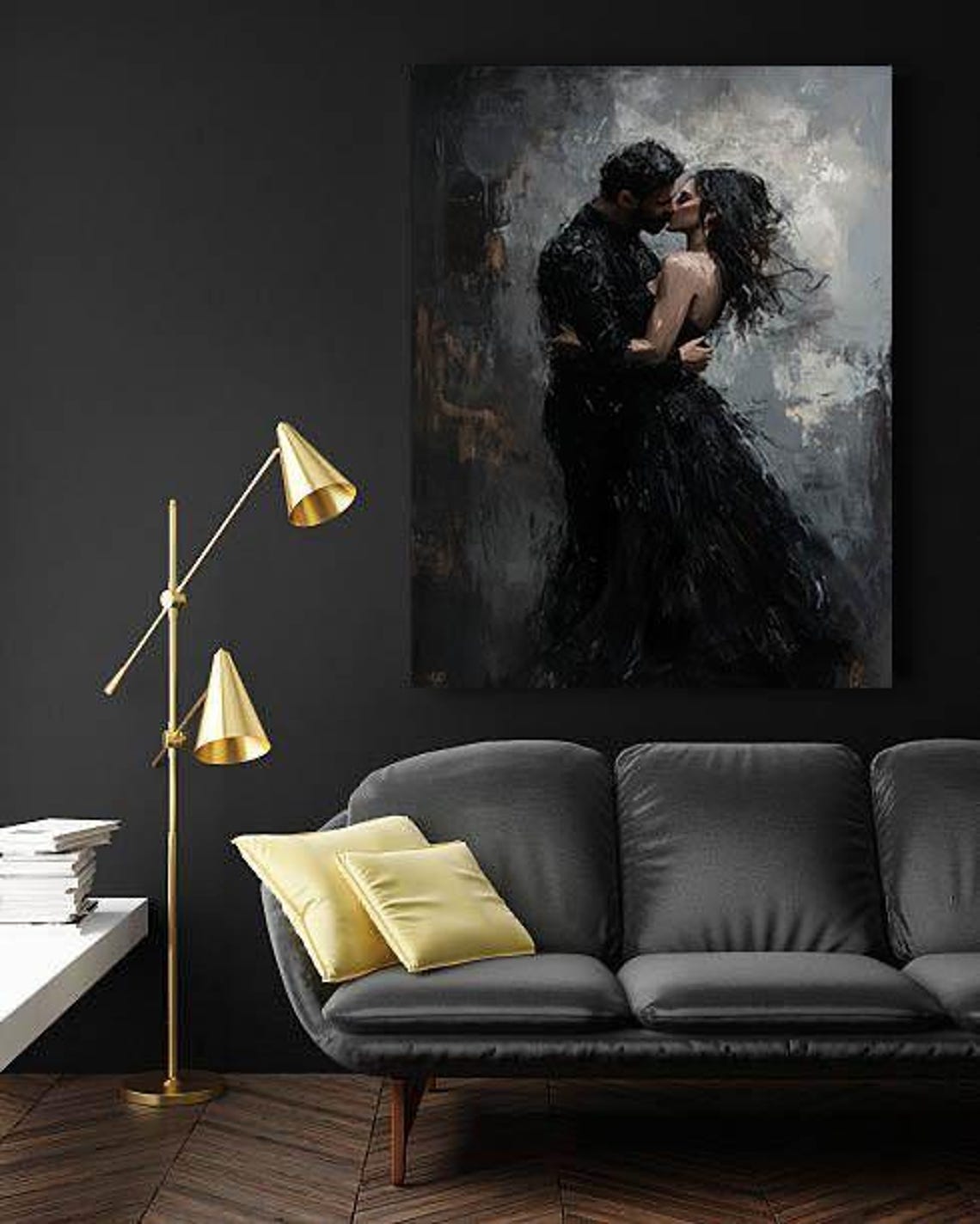 Dancing Couple Wall Art Kissing Couple Print Dancing Lovers Wall Decor Ready To Hang Print - Image 2