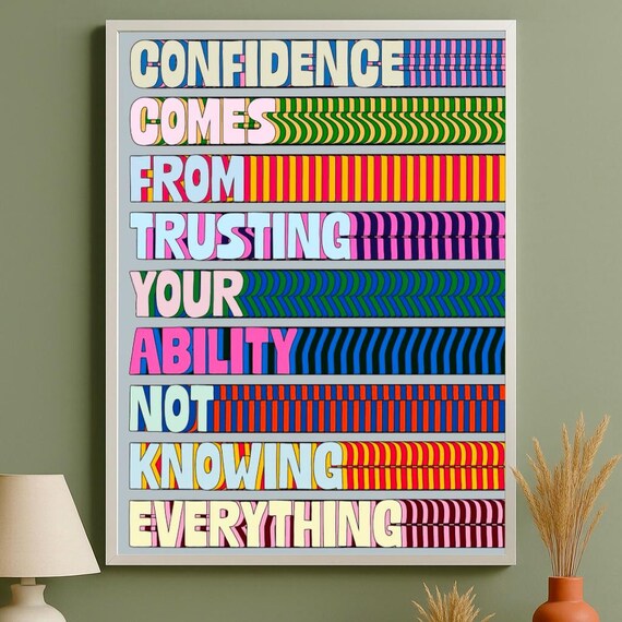 Colorful Confidence Quote Wall Art Print Modern Motivational Typography Poster Inspirational Home Office Decor Positive Mindset Gift