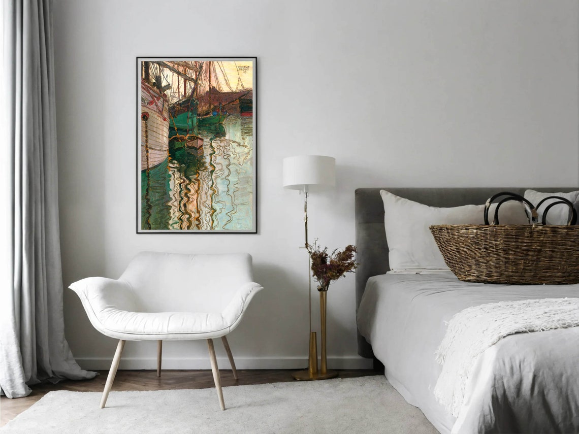Egon Schiele Harbor of Trieste Classic Sailboat Harbor Print - Image 8