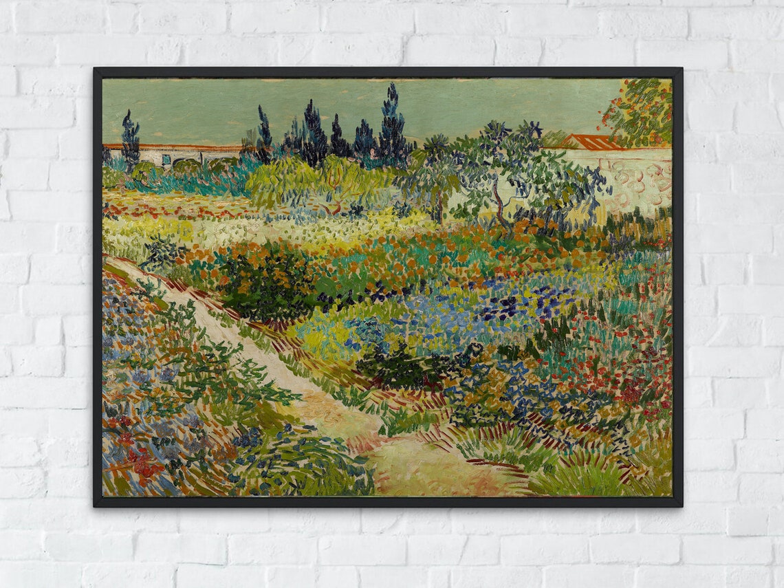 Van Gogh Flowering Garden Cypress Trees Impressionist Poster - Image 4