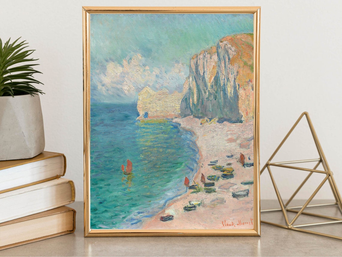 Claude Monet Etretat Beach and Falaise dAmont Cliffs Coast Print - Image 3