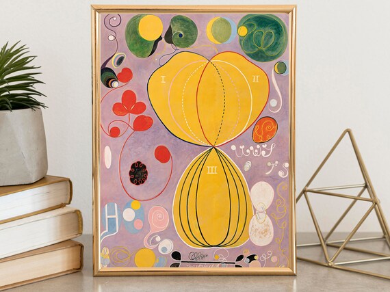 Hilma Af Klint Adulthood Modern Painting Geometric Print Yellow Wall Art Colorful Abstract Art Print