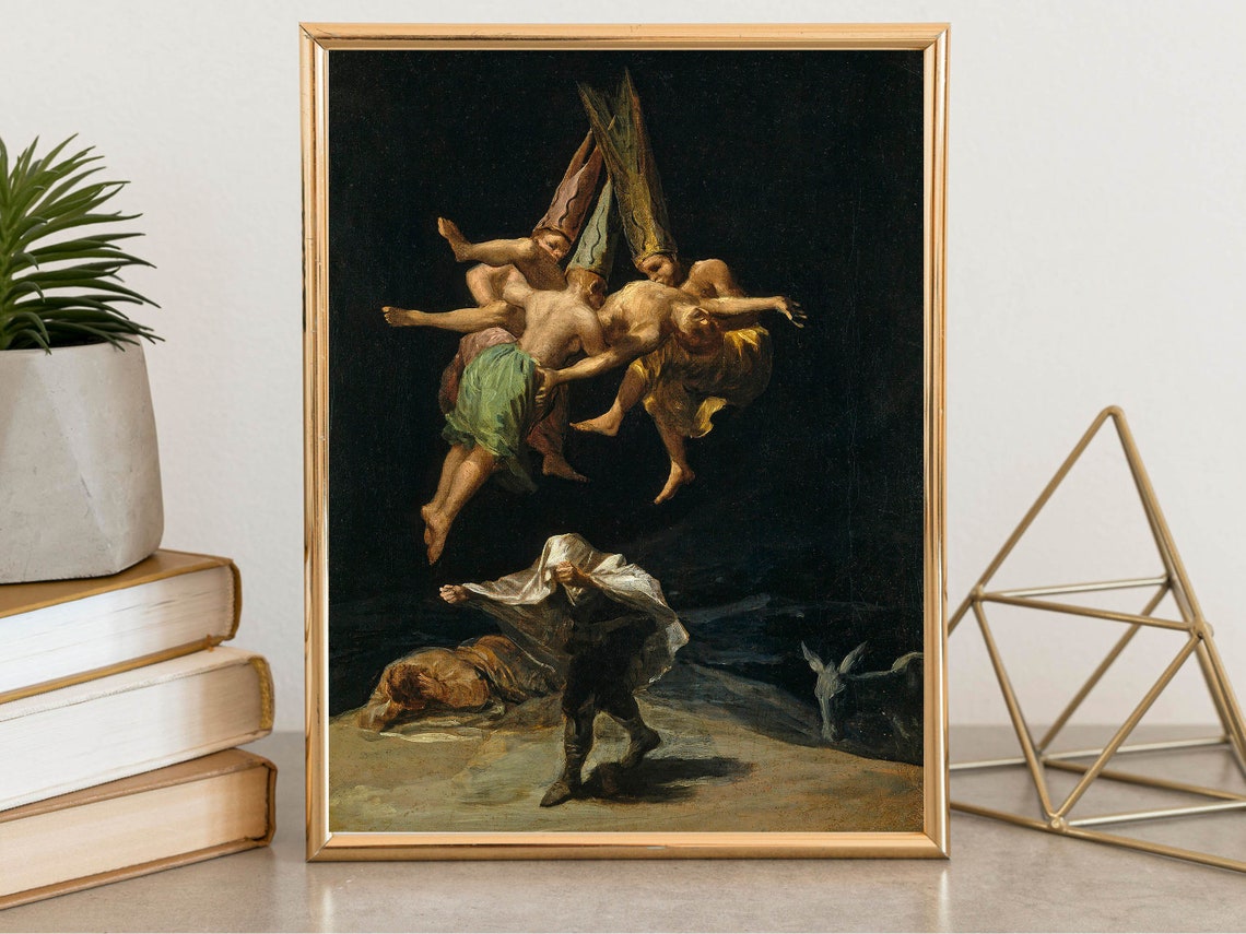 Francisco Goya The Witches Flight Dark Romantic Artwork Poster - Image 3