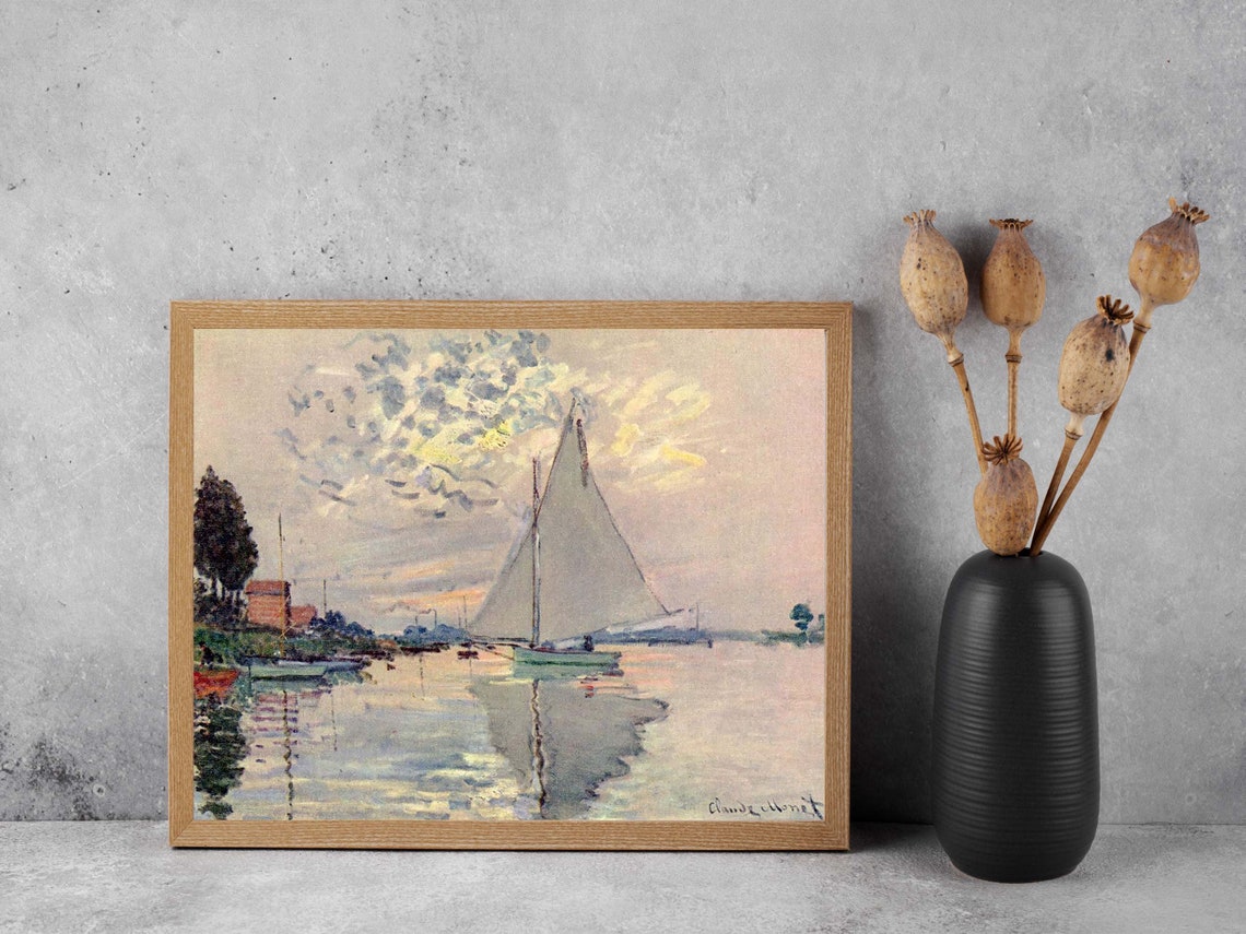 Claude Monet Print Sailboat At Le Petit Gennevilliers Poster Wall Art Poster Art Nature Inspired Classic Oil Sea Painting - Image 4