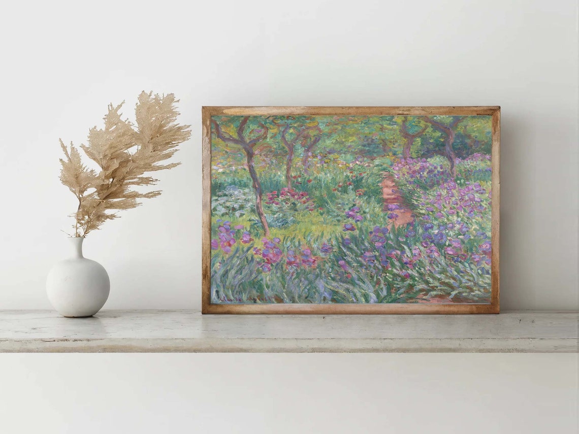 Claude Monet Garden in Giverny Iris Flower Path Impressionist Poster - Image 4