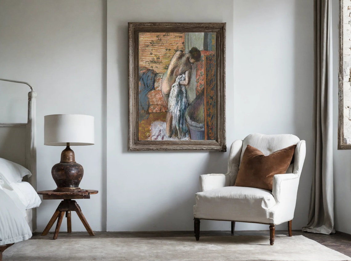 Degas Woman Drying Herself Bath Pastel Figure Impressionist Poster - Image 2