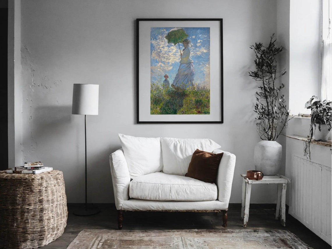 Claude Monet Woman with a Parasol Impressionist Meadow Poster - Image 2