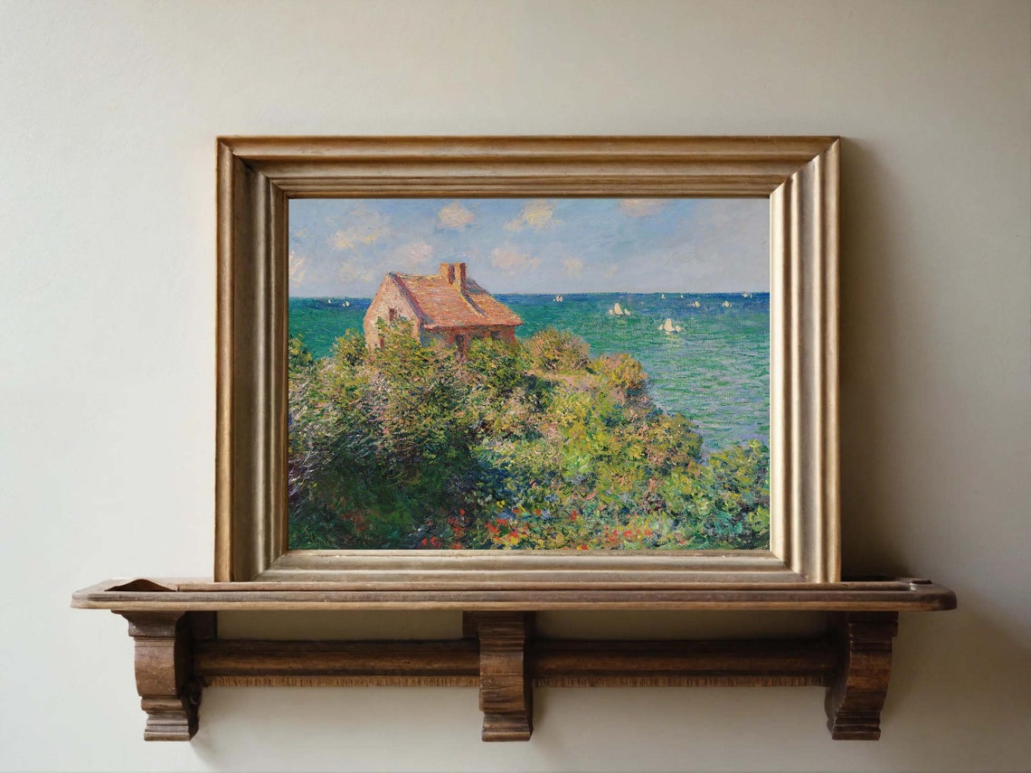 Claude Monet Fishermans Cottage on the Cliffs Coast Normandy Print - Image 5
