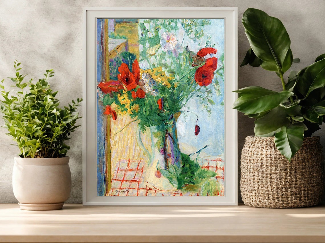 Bonnard Red Poppies Wildflower Bouquet Still Life Art Poster - Image 8