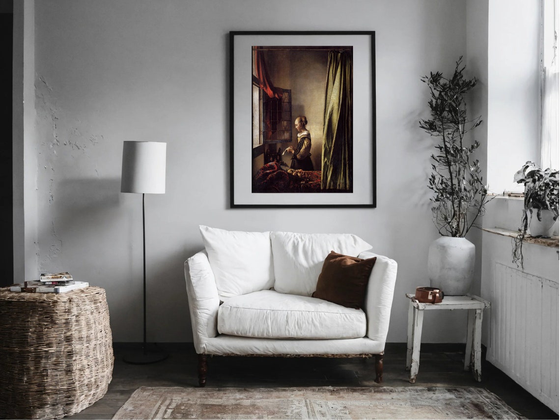 Vermeer Girl Reading a Letter at an Open Window Dutch Classic Poster - Image 3