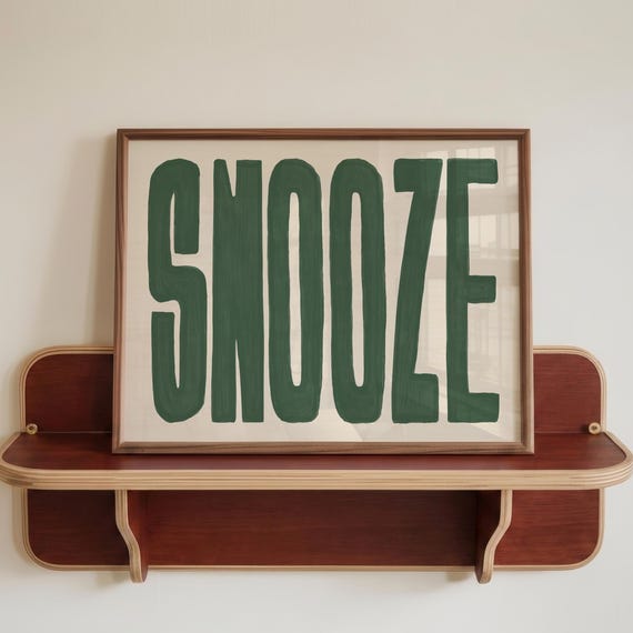 Bold Bedroom Wall Art Horizontal Landscape Print Snooze Colourful Typography Decor For