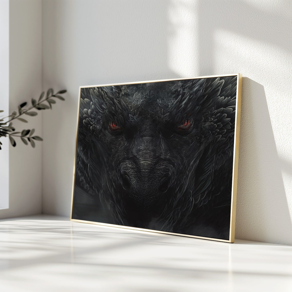 Tairn Black Dragon Face With Ember Red Eyes Fantasy Portrait Poster - Image 3