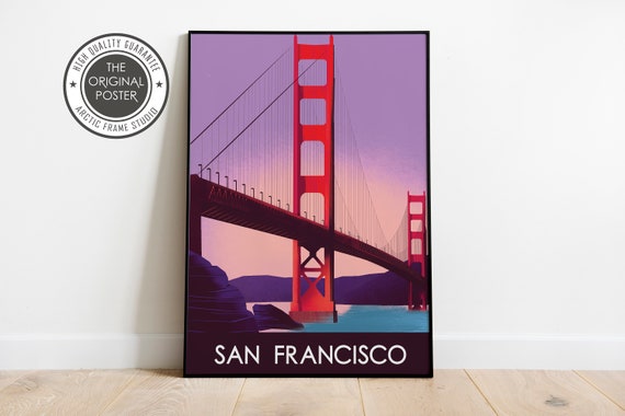 Golden Gate Bridge Vintage Travel Poster Enhanced Matte Paper Perfect For Your Wall Sizes Inches 8x10 12x16 18x24 24x36
