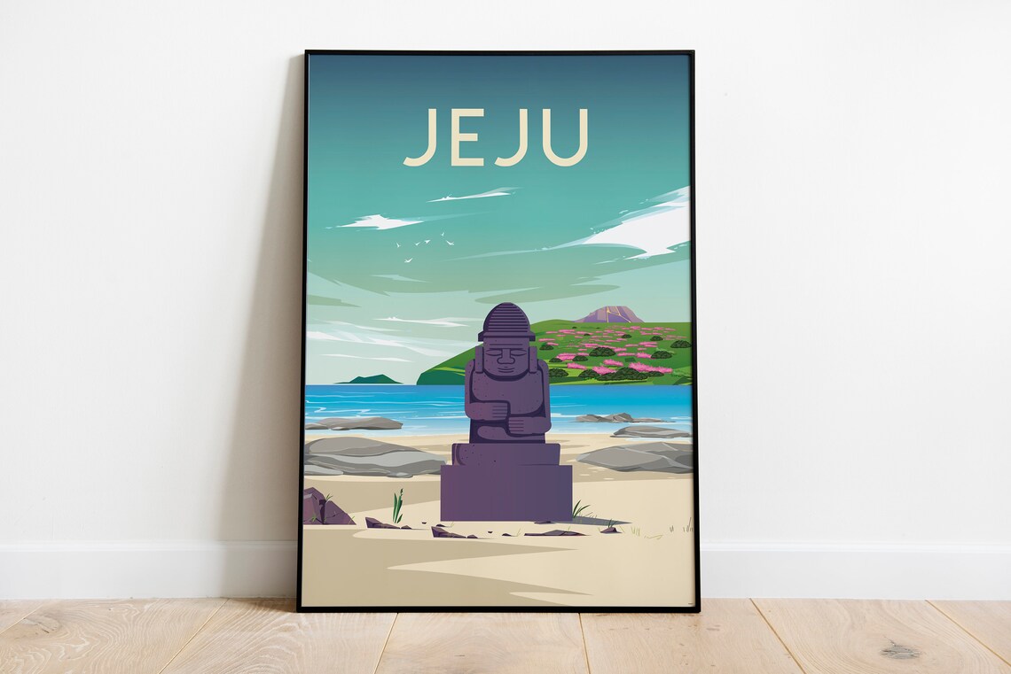 Jeju Print Korea City Poster Korea Jeju Wall Art Jeju South Korea Travel Poster Poster Insta Size 50x70 Cm