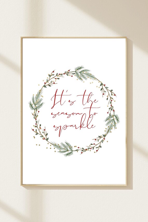 Its The Season To Sparkle Berry Pine Wreath Christmas Poster