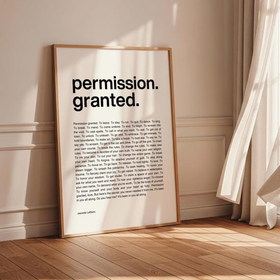 Permission Granted Poster Print, Self Love Manifesto