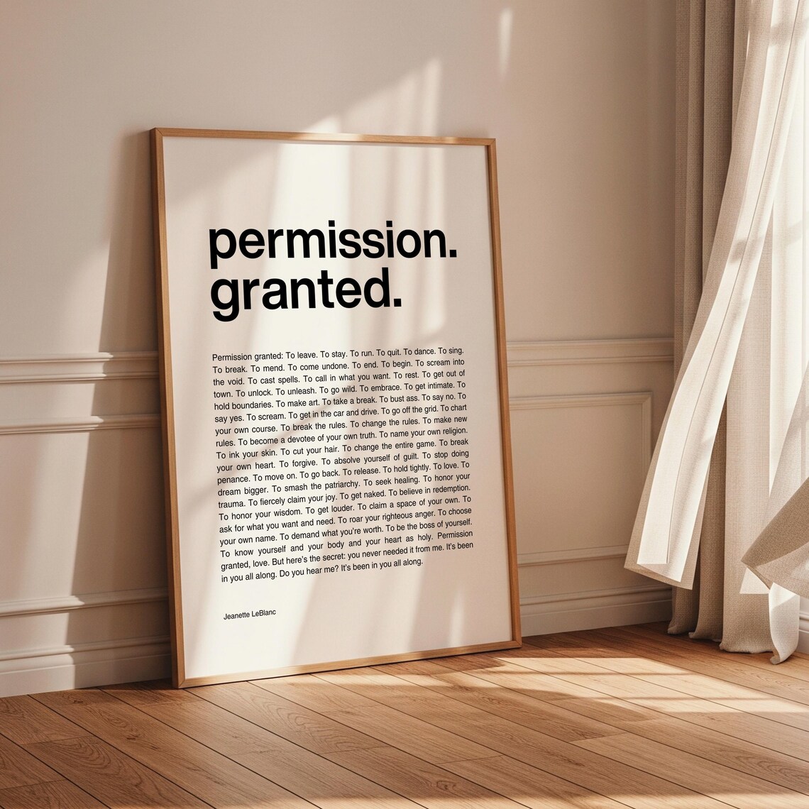 Permission Granted Poster Print, Self Love Manifesto