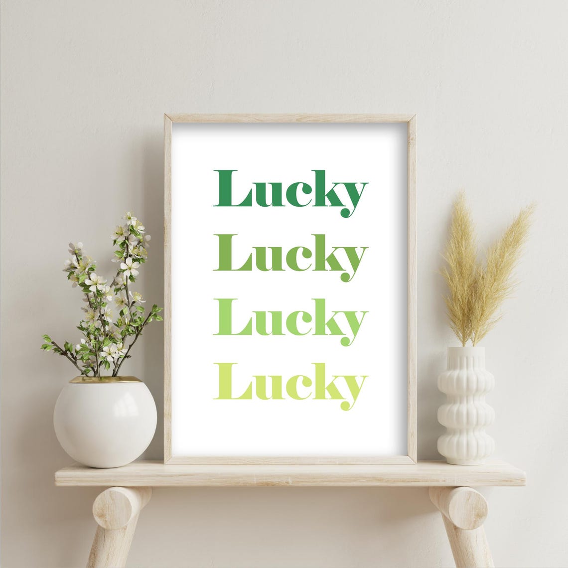 St Patrick's Day Lucky Repeat Typography Green Gradient Modern Poster