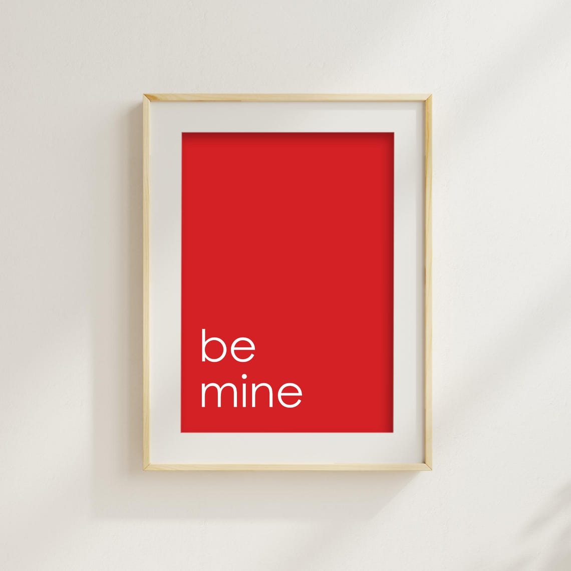 Valentine's Day Be Mine Red Block Modern Minimalist Typography Poster