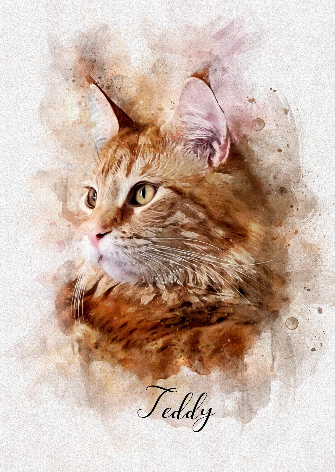 Watercolor Golden Cocker Spaniel Portrait Custom Pet Name Poster - Image 2