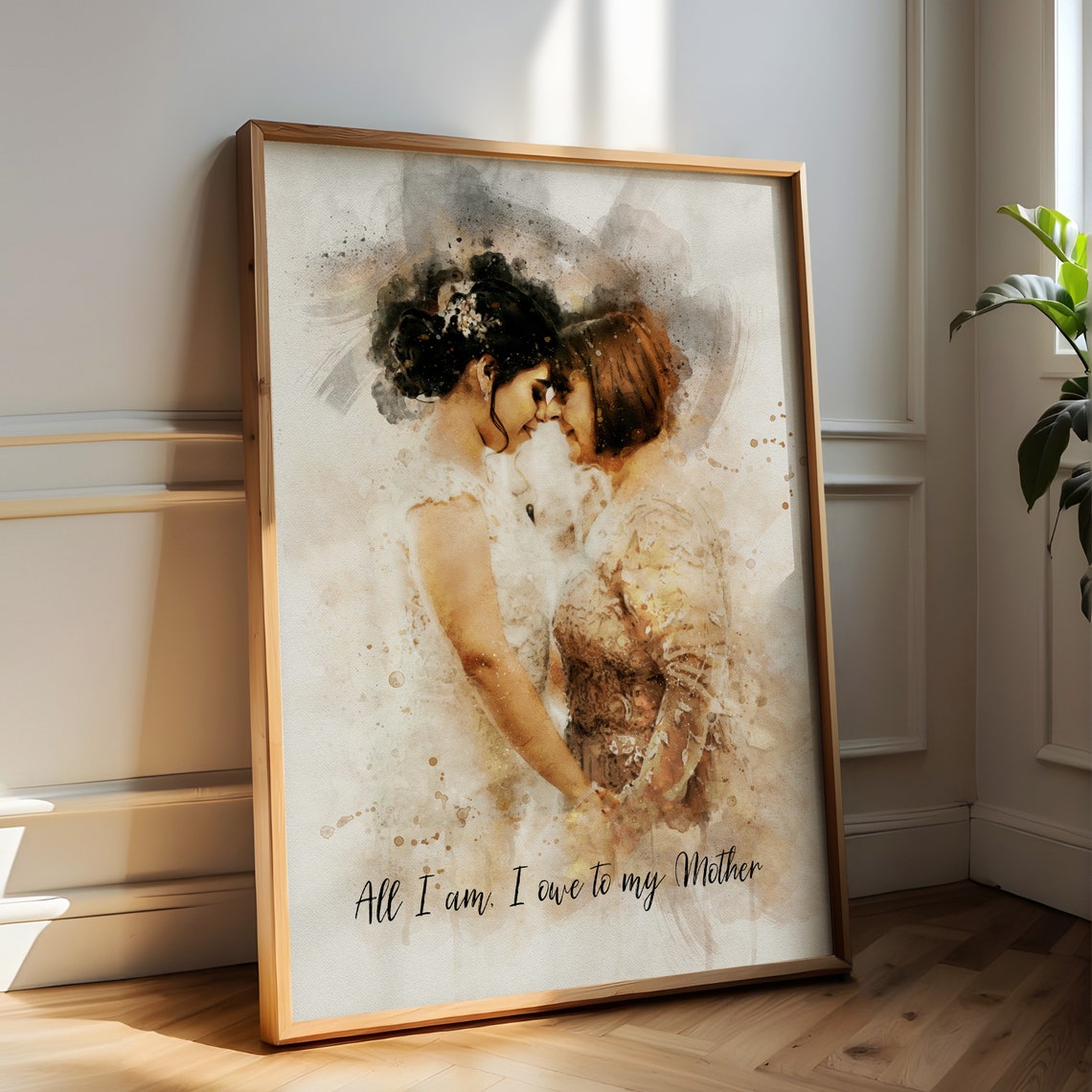 Mothers Day Watercolor Portrait Print Mom Gifts Family Painting From Photo Gift For Mother Grandmother Her Mother And Daughter Portrait - Image 4