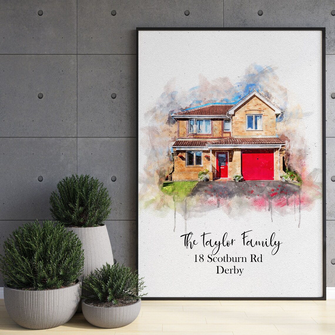 Personalized House Portrait Watercolor Art Print