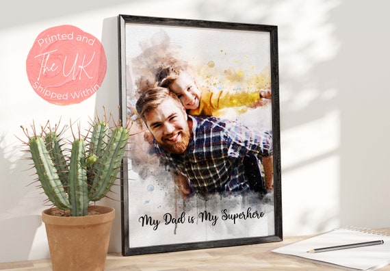 Fathers Day Personalised Art From Photo Gift For Dad Brother Uncle Family Portrait Unique Father Daughter Gift Fathers Day Gift For Him