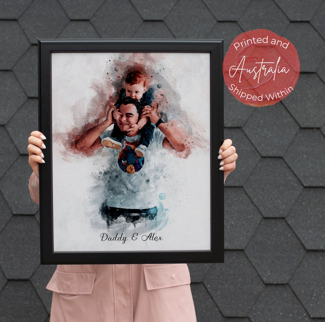 Personalised Fathers Day Gifts From Wife Daughter Custom Dad Print Painting From Photo Family Illustration Portrait Gift For Fatherhim - Image 4