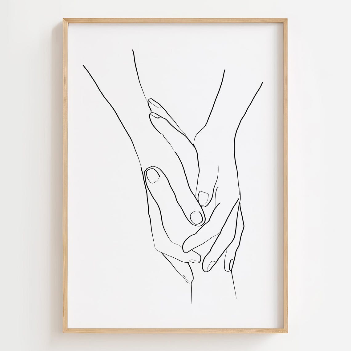 Couple Holding Hands Minimalist Line Drawing Love Art Poster