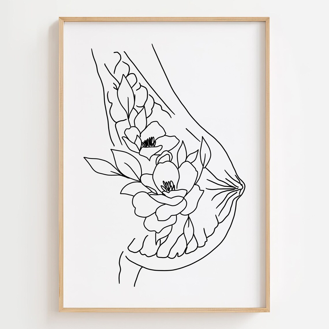Floral Breast Anatomy Art Print, Botanical Study