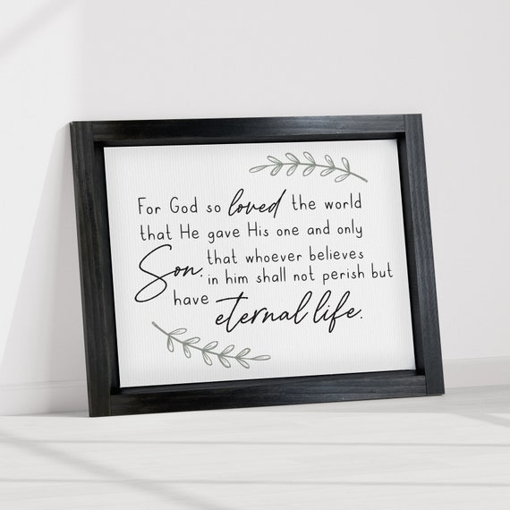 For God So Loved The World Motivational Bible Verses Uplifting Religious Decor Inspiring Farmhouse Wall Signs Wood Framed