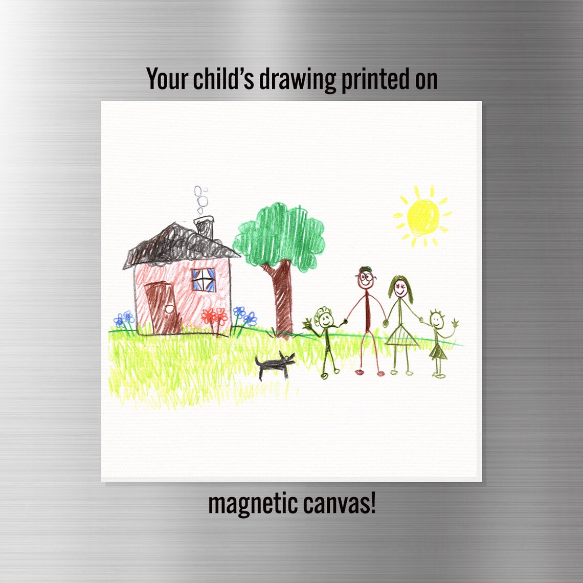 Personalized Child Drawing Square Magnet Fridge Photo Display Print