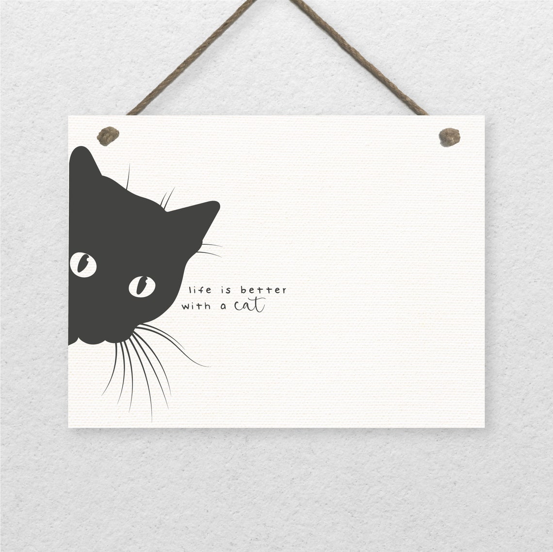 Life Is Better With a Cat Peeking Black Kitty Silhouette Poster - Image 2