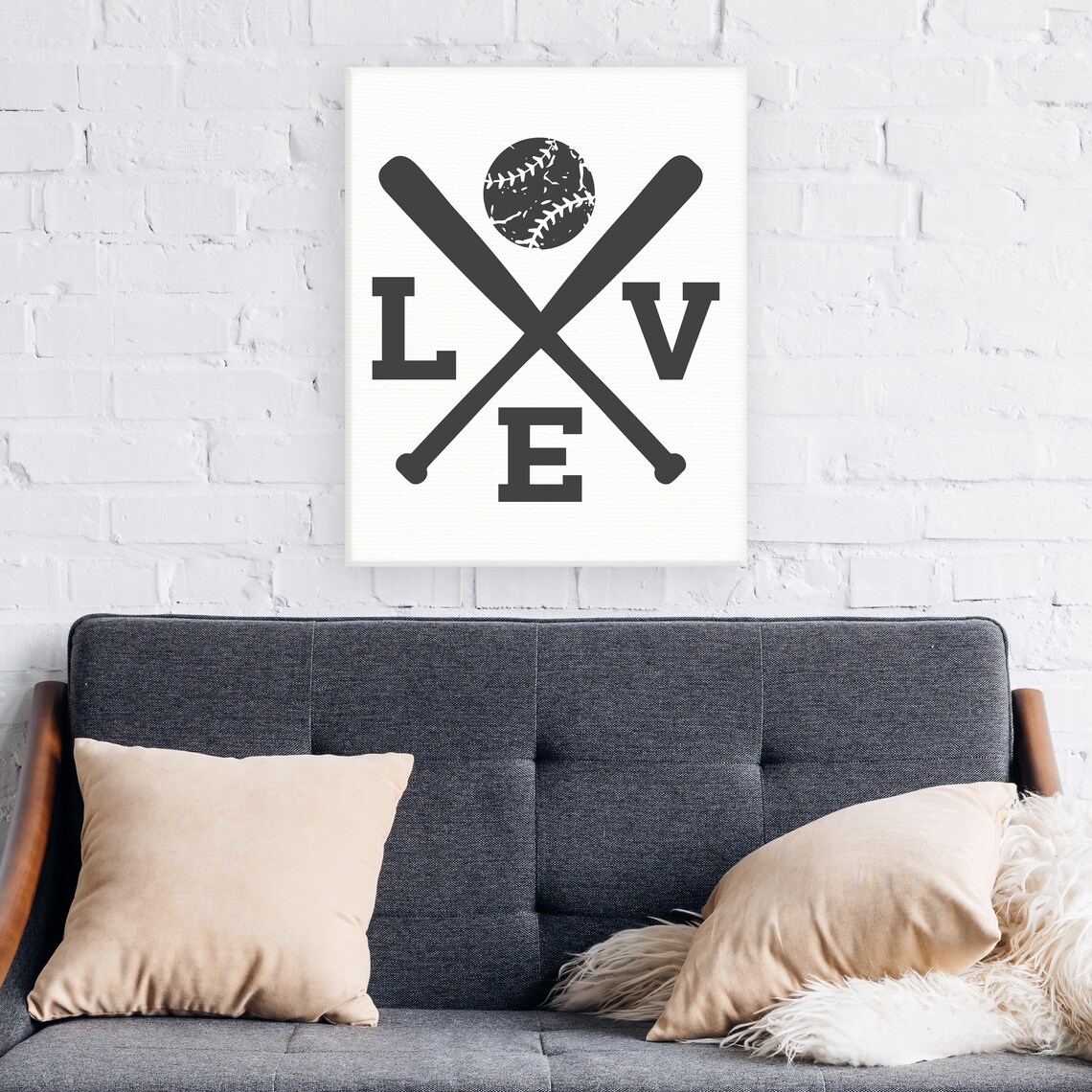 Baseball Love Crossed Bats Vintage Graphic Sports Fan Wall Poster - Image 3