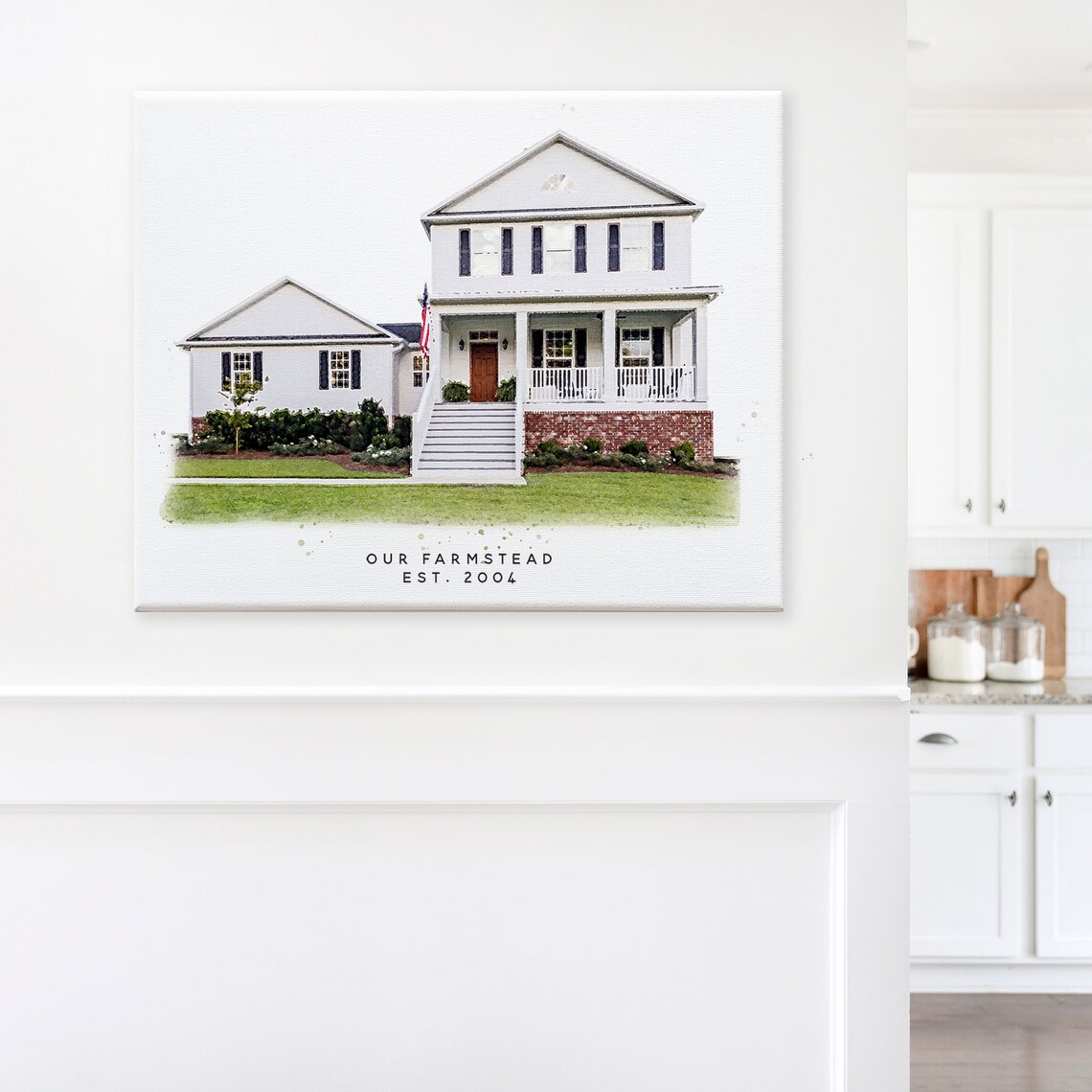 The Georgia Family Est 2024 Modern Home Watercolor Portrait Wall Art - Image 3