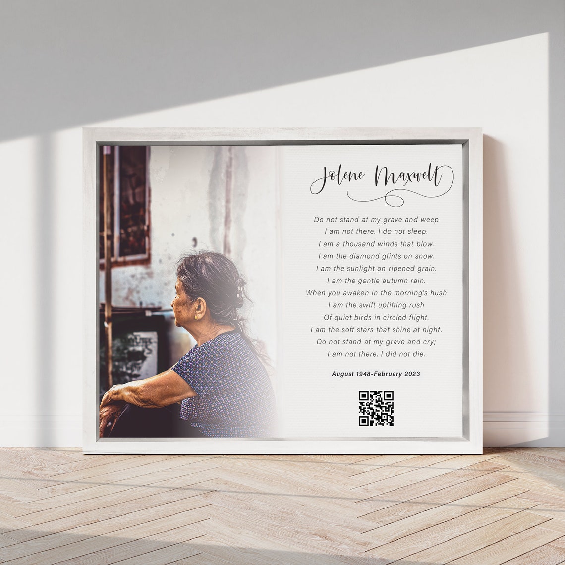 Custom Memorial Photo Poem With QR Code Tribute Gift Wall Poster