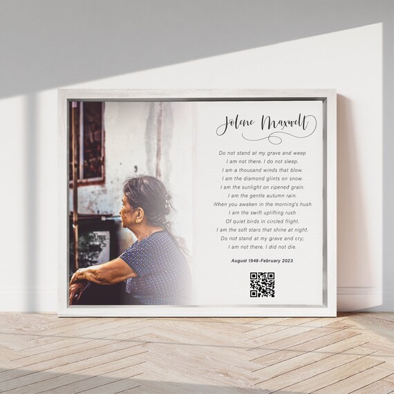 Custom Memorial Photo Poem With QR Code Tribute Gift Wall Poster
