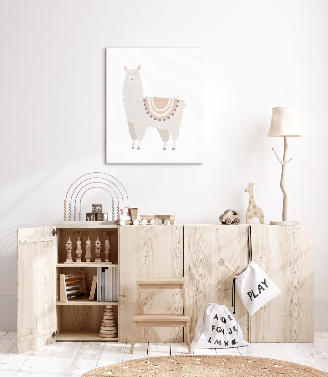 Cute Llama Doodle Nursery Art Gender Neutral Kids Room Poster - Image 2