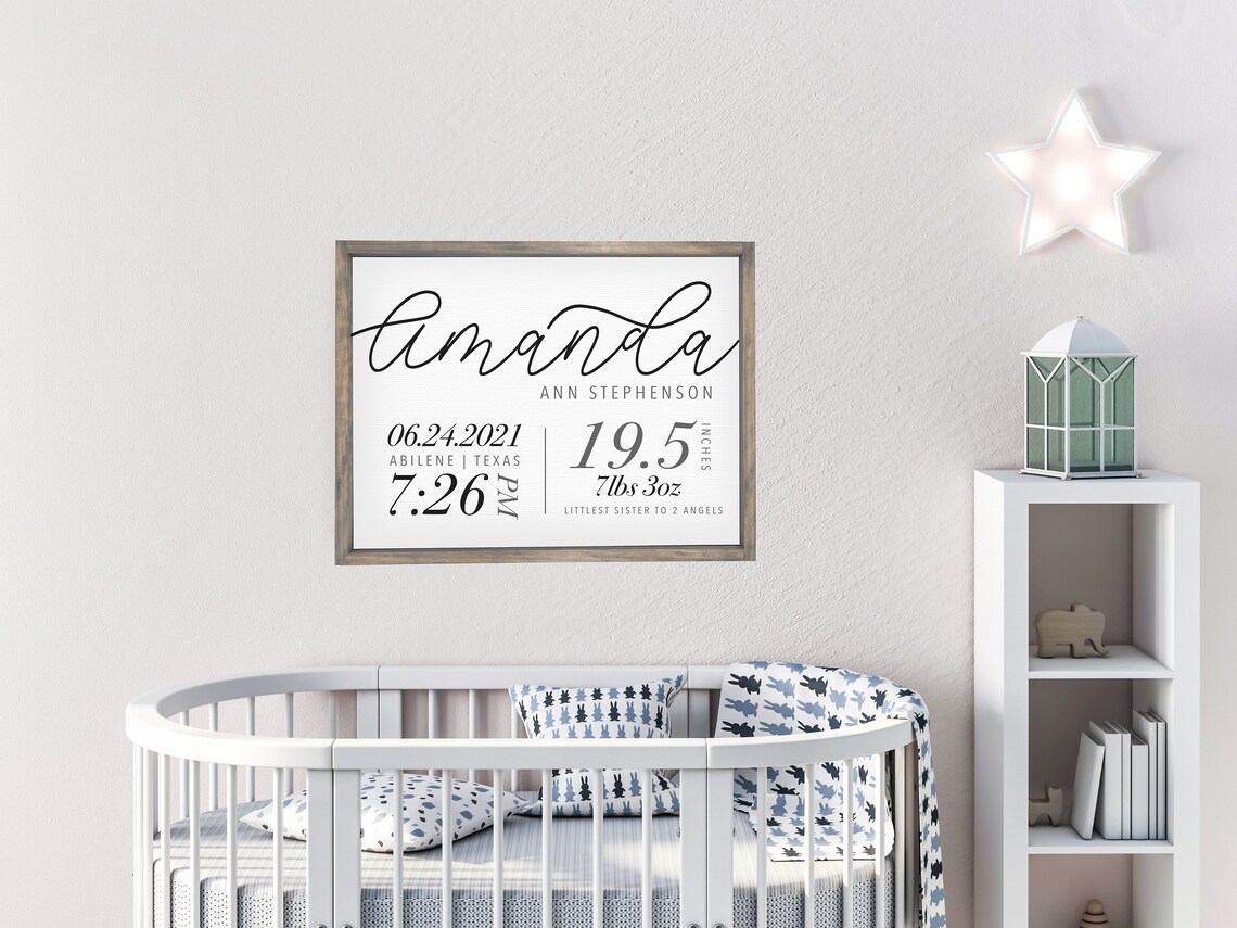 Birth Stats Custom Nursery Art Print, Baby Name Date - Image 2