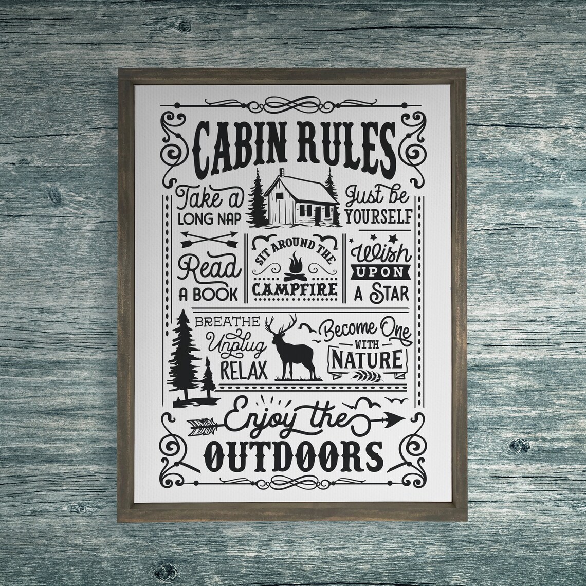 Cabin Rules Summer-Themed Farmhouse Decor